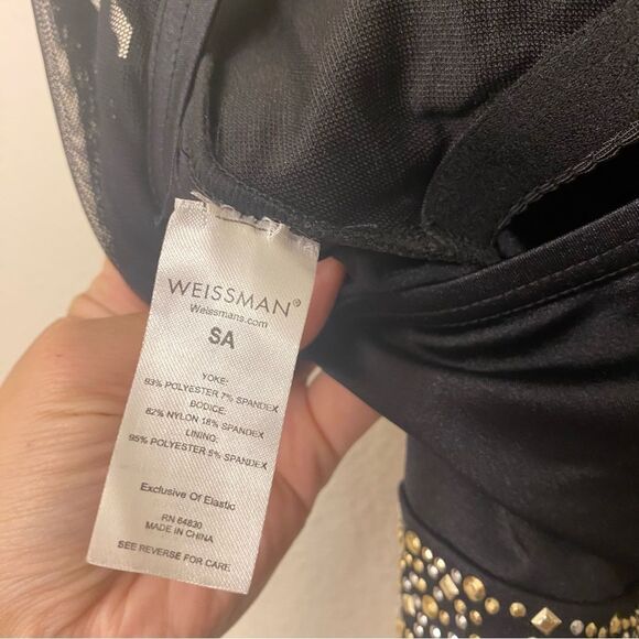 Weissman Elite dance costume black rhinestones studded leotard Get Dat 14732 SA - Picture 6 of 9